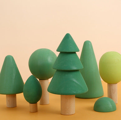 Hand-Dyed Wooden Montessori Toy Collection – Arches, Cubes, Towers & Shapes