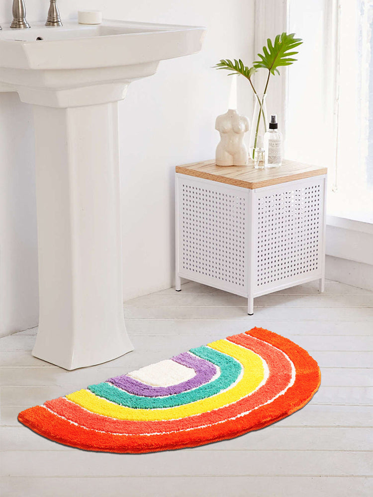 Retro Rainbow Half-Moon Bath Mat