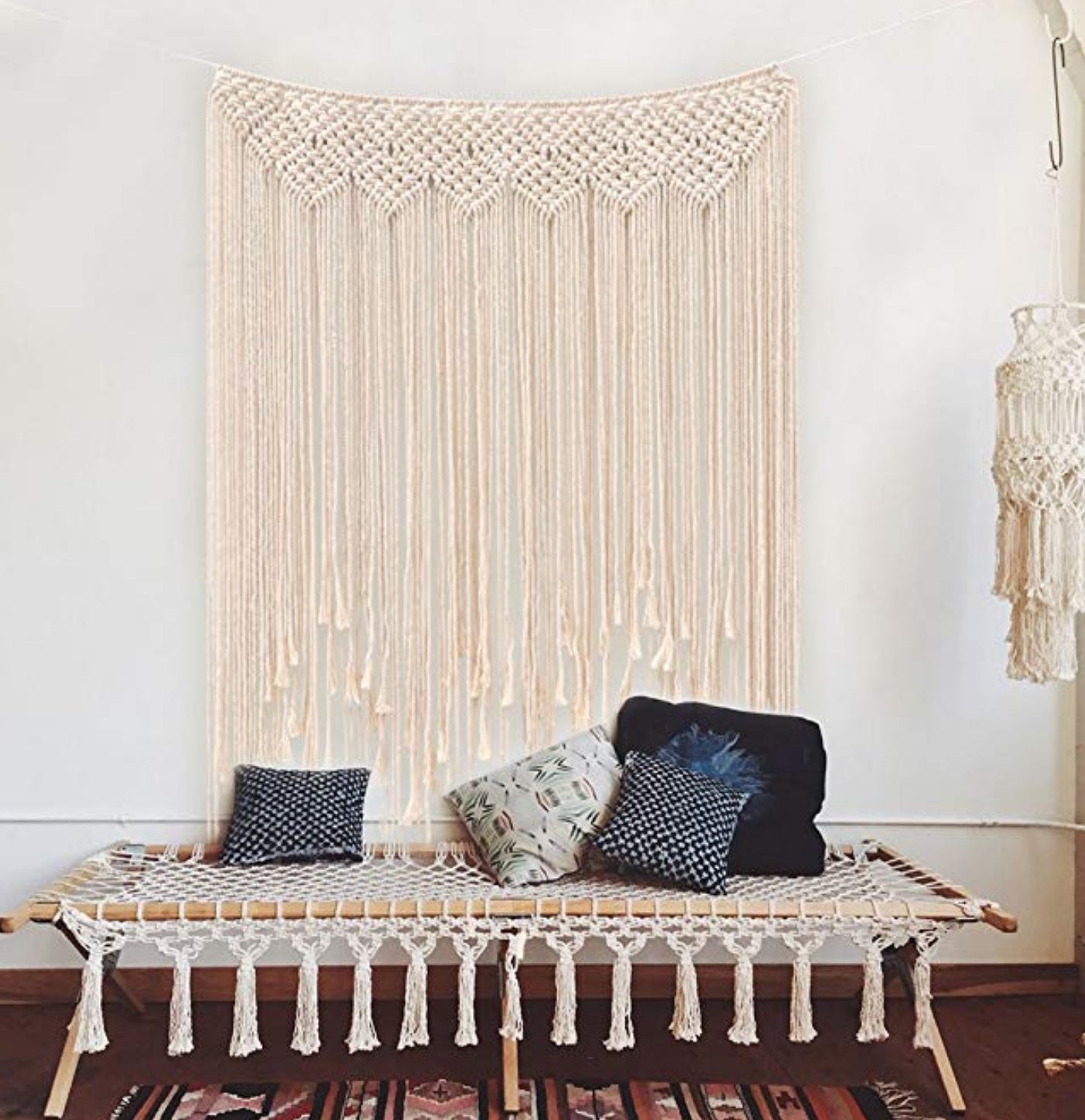 Handwoven Nordic Fringe Wall Tapestry – Cotton Blend Boho Wall Hanging