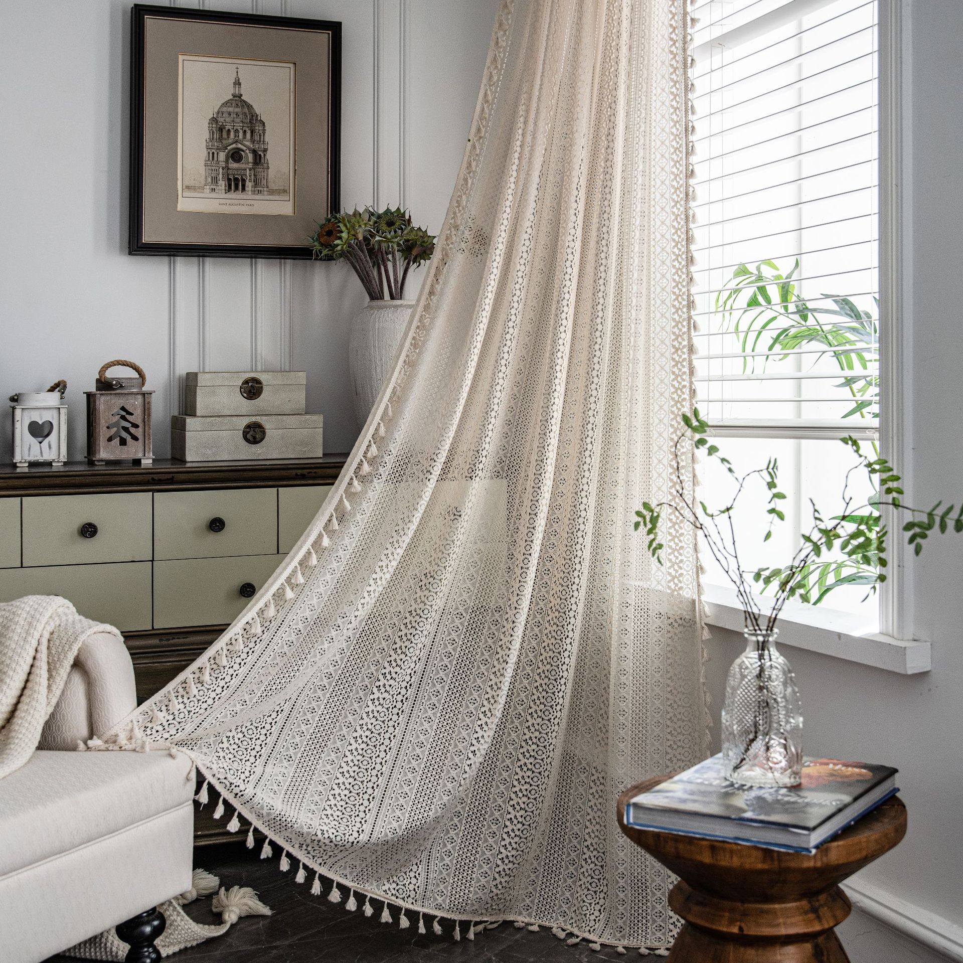 Copper Lace Light-Filtering Curtain