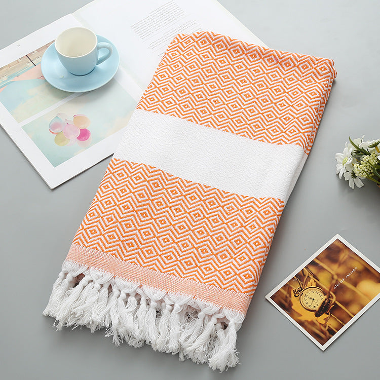 Geometric Tassel Turkish Cotton Towel