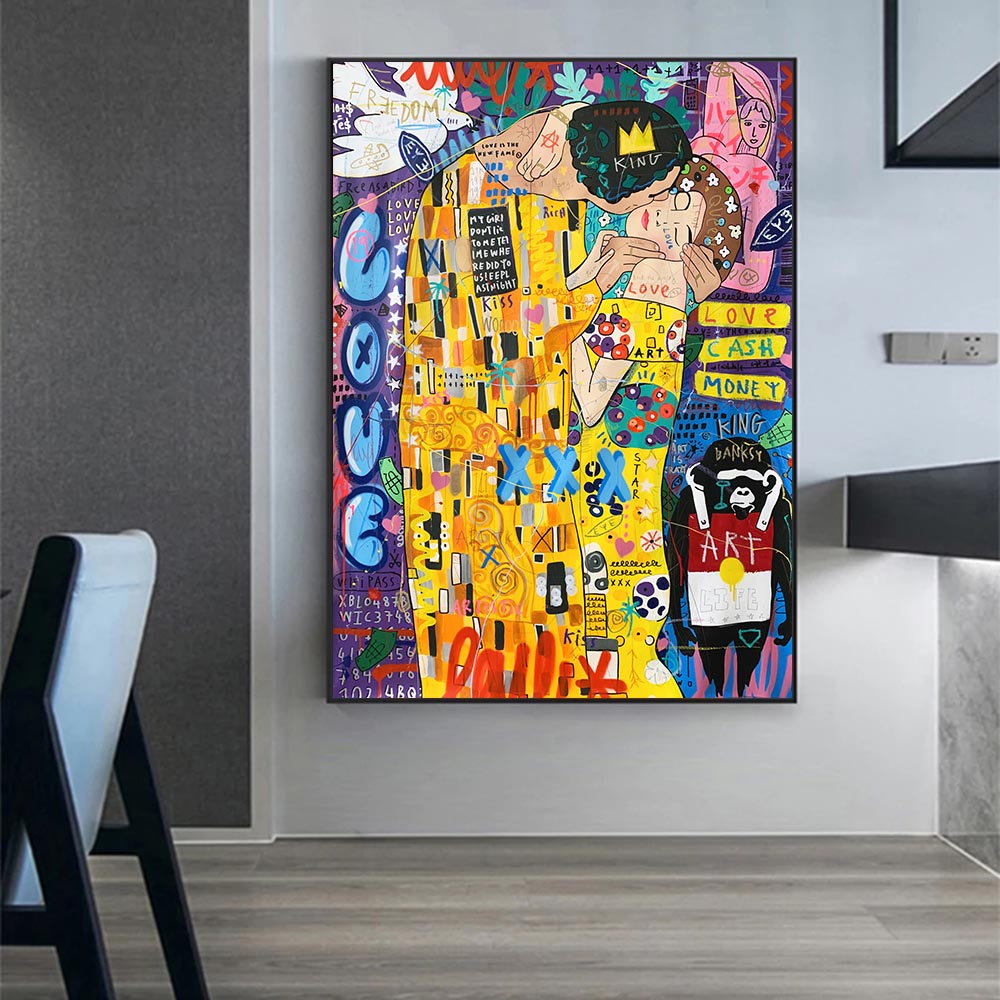 Golden Embrace — Klimt-Inspired Canvas Print - Frameless