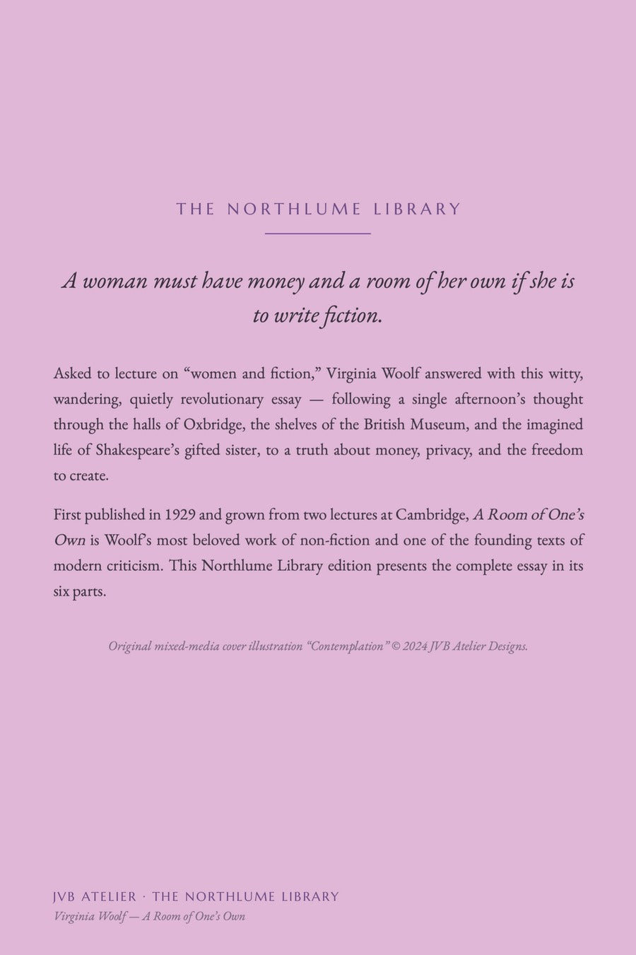 A Room of One's Own by Virginia Woolf, back cover