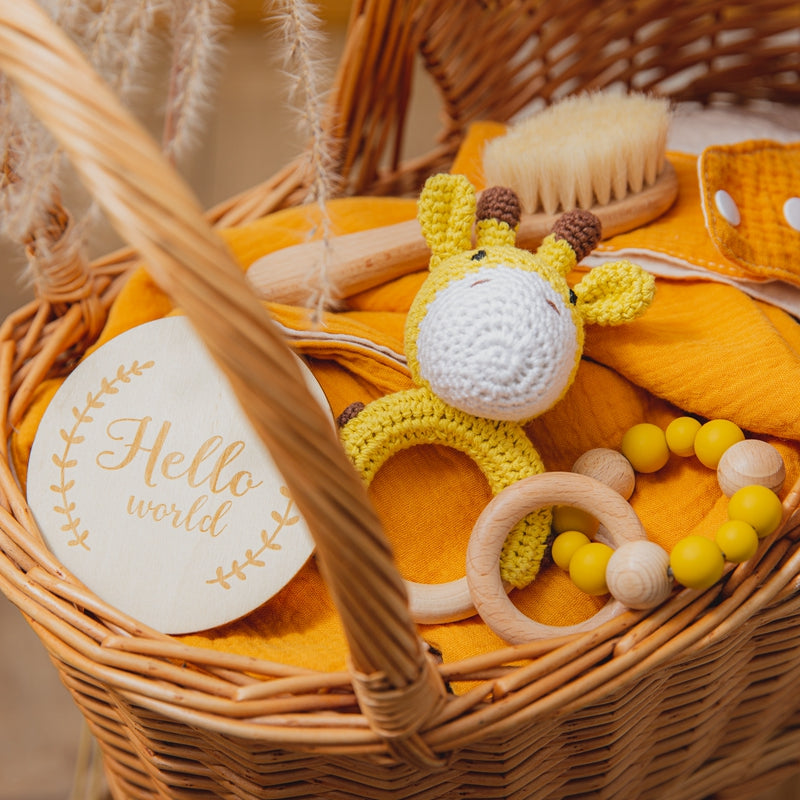 Natural Baby Gift Set – Wooden & Cotton Sensory Toy Collection (Multiple Colors)
