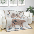 Watership Down Woven Cotton Animal Tapestry Blanket – Rabbit or Bear Throw (125x150cm)