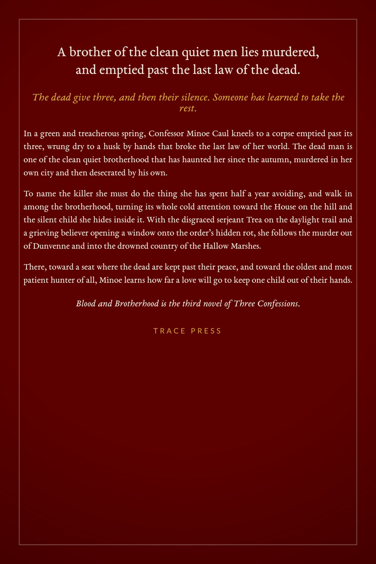 Blood and Brotherhood, back cover