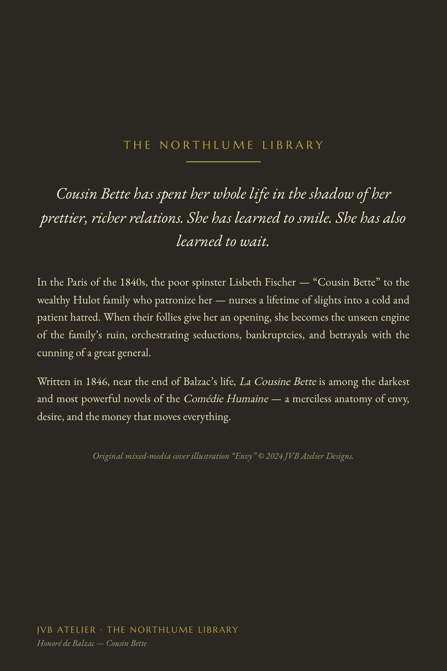 Cousin Bette by Honoré de Balzac, back cover