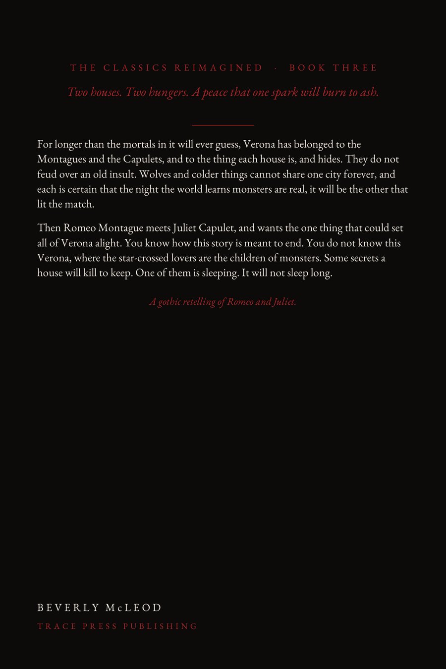 A Curse Upon Two Houses, back cover