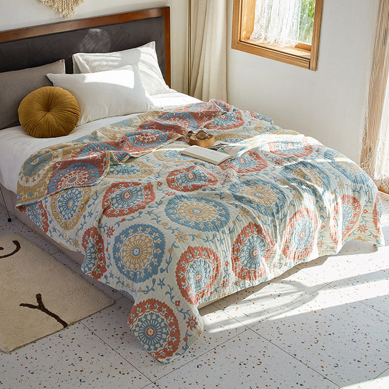 Bohemian Woven Cotton Blanket – Lightweight All-Season Throw & Bed Cover