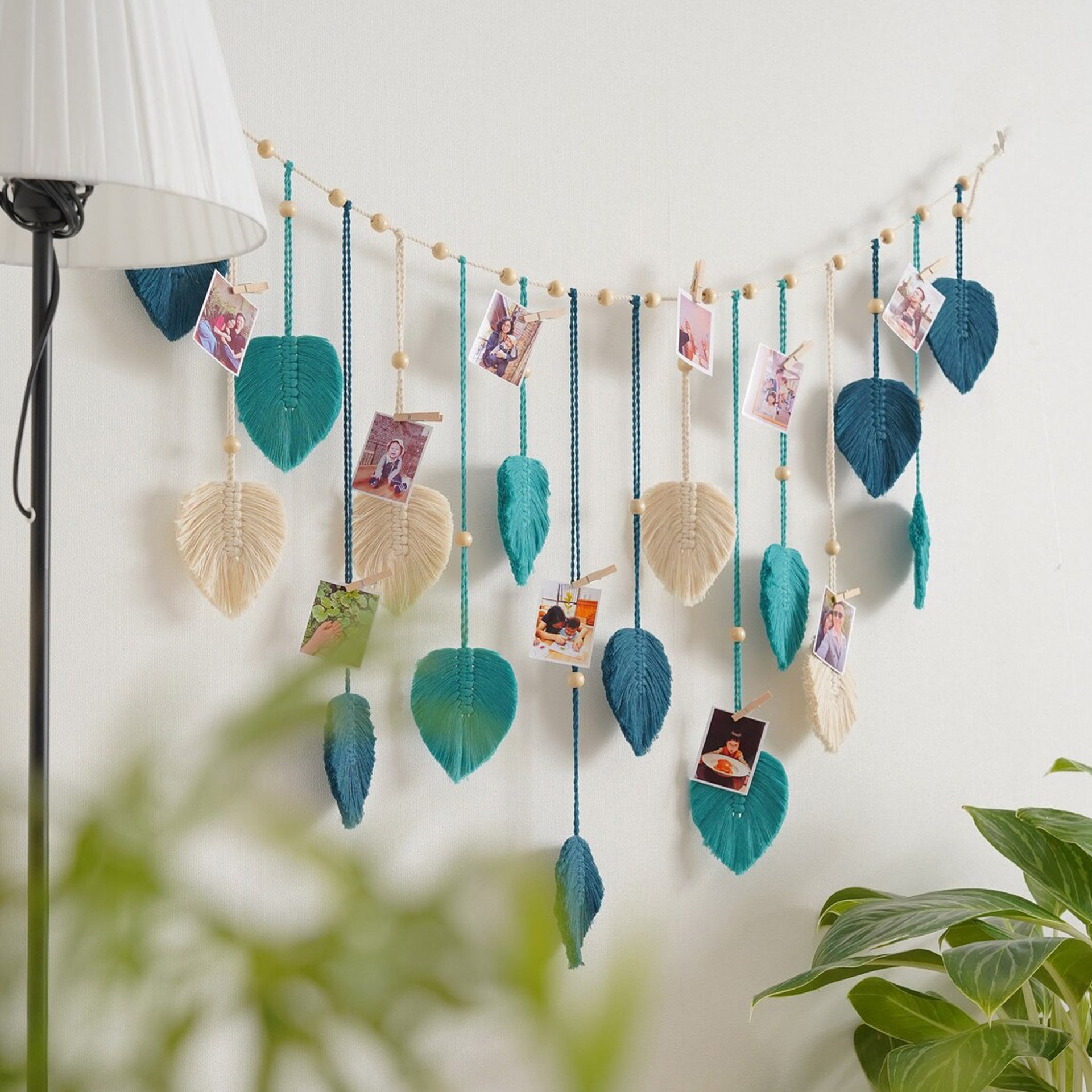 Nordic Leaf Wall Tapestry – Handwoven Cotton Hanging (120x75cm)
