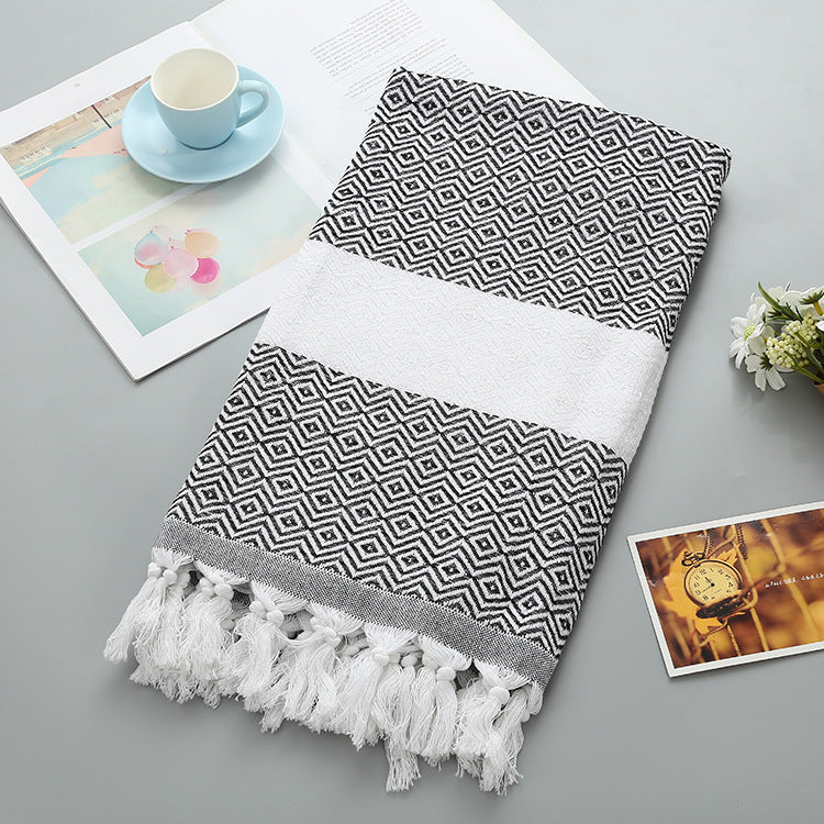 Geometric Tassel Turkish Cotton Towel