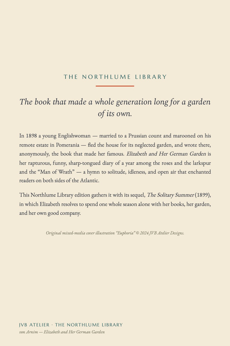 Elizabeth and Her German Garden by Elizabeth von Arnim, back cover