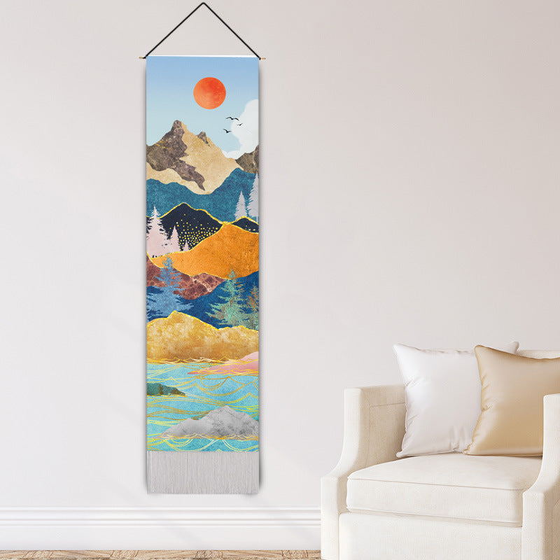 Sunrise Ridge Woven Wall Hanging – Nordic Landscape Tapestry (32.5x130cm)