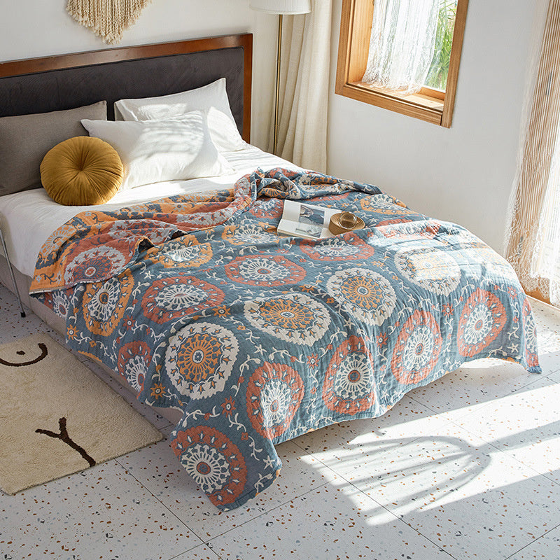 Bohemian Woven Cotton Blanket – Lightweight All-Season Throw & Bed Cover