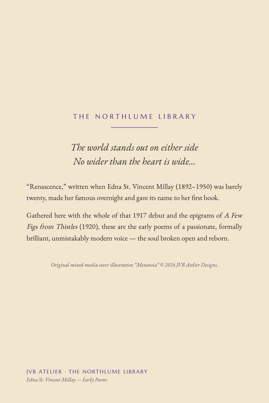 Renascence, and Other Early Poems, back cover