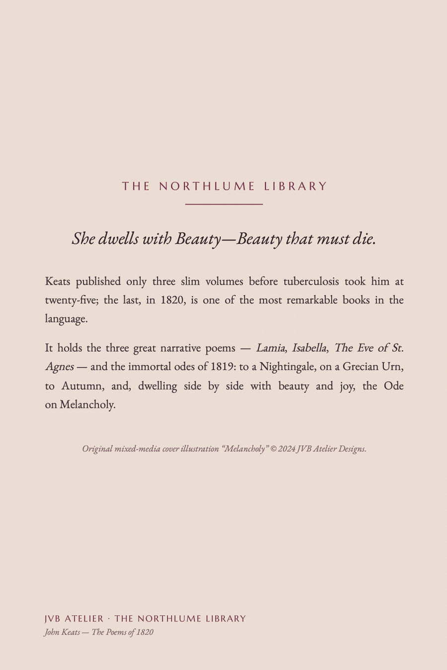 Ode on Melancholy, back cover
