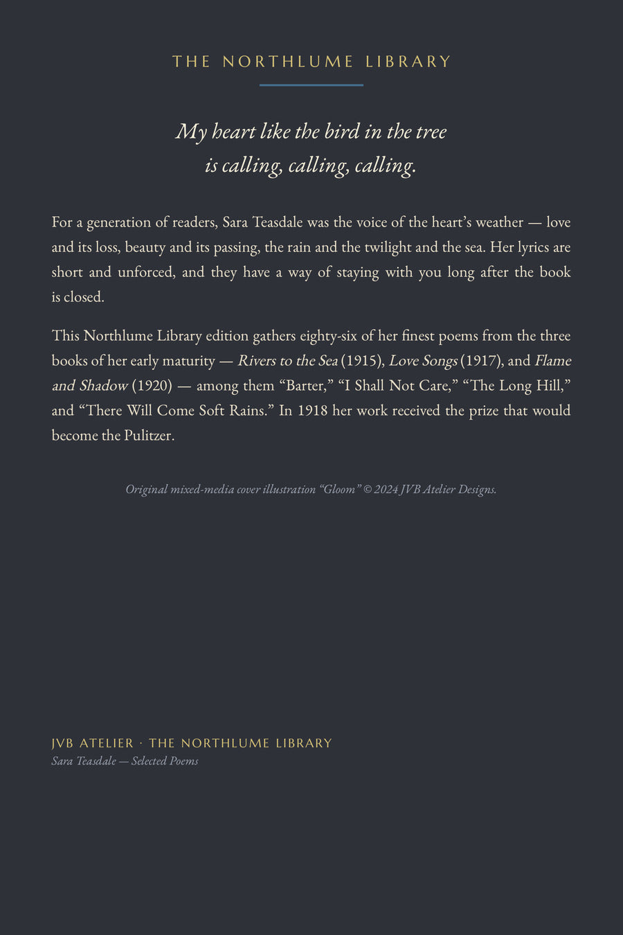 Sara Teasdale: Selected Poems, back cover