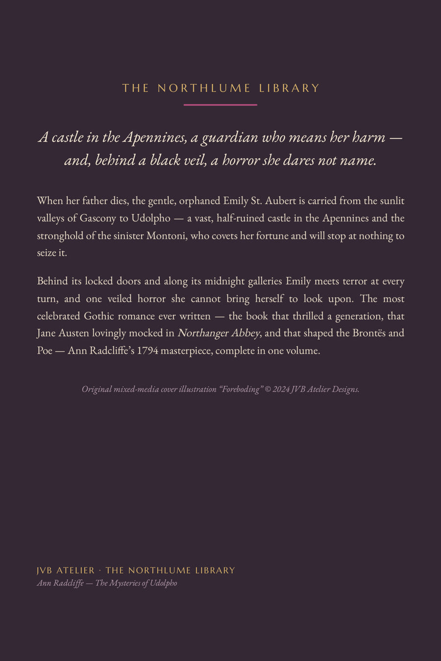 The Mysteries of Udolpho by Ann Radcliffe, back cover