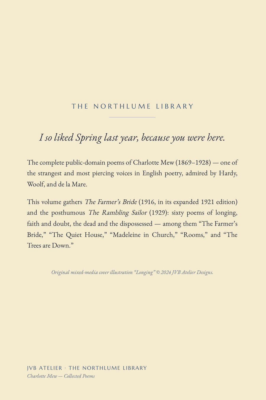 The Poems of Charlotte Mew, back cover