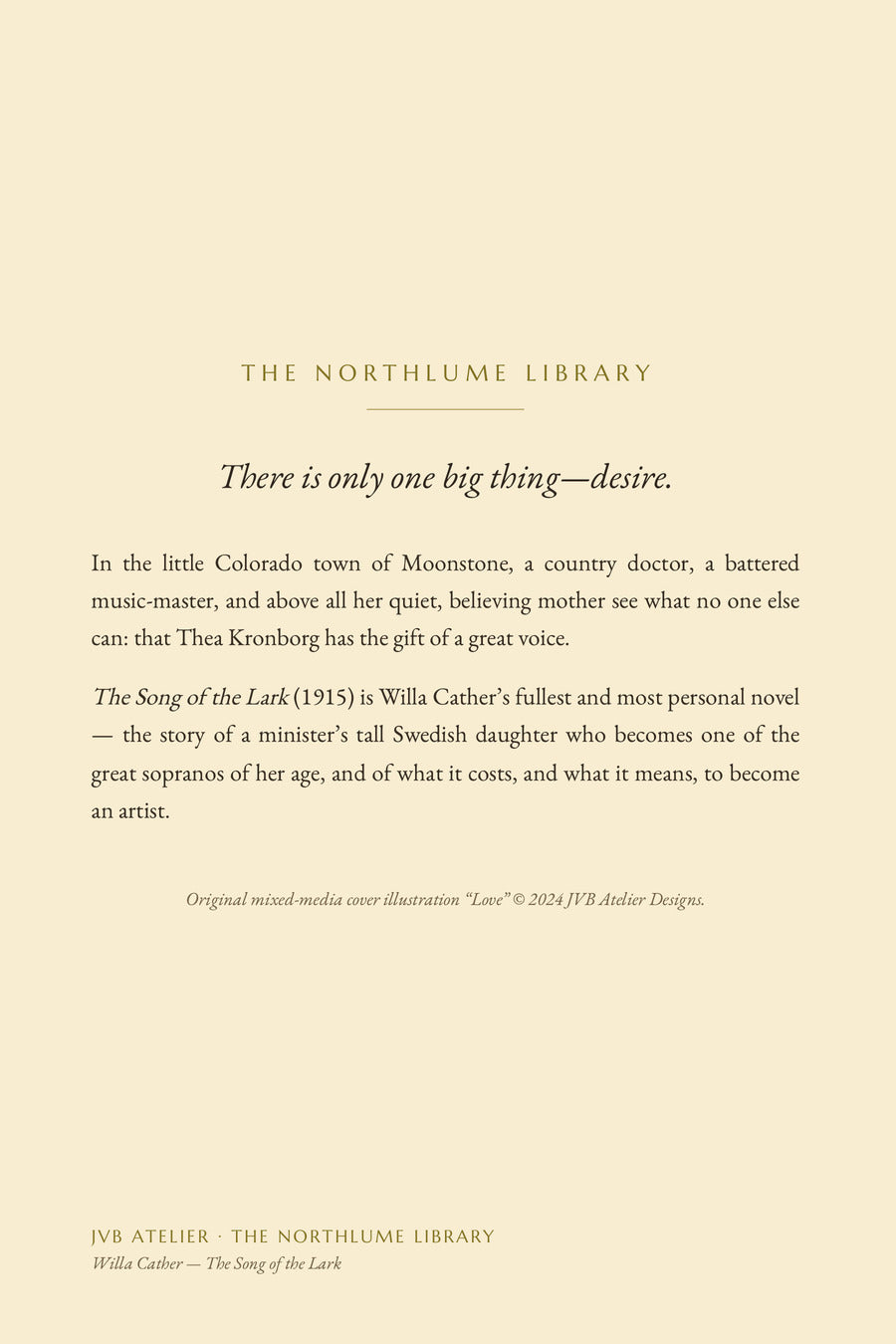 The Song of the Lark, back cover