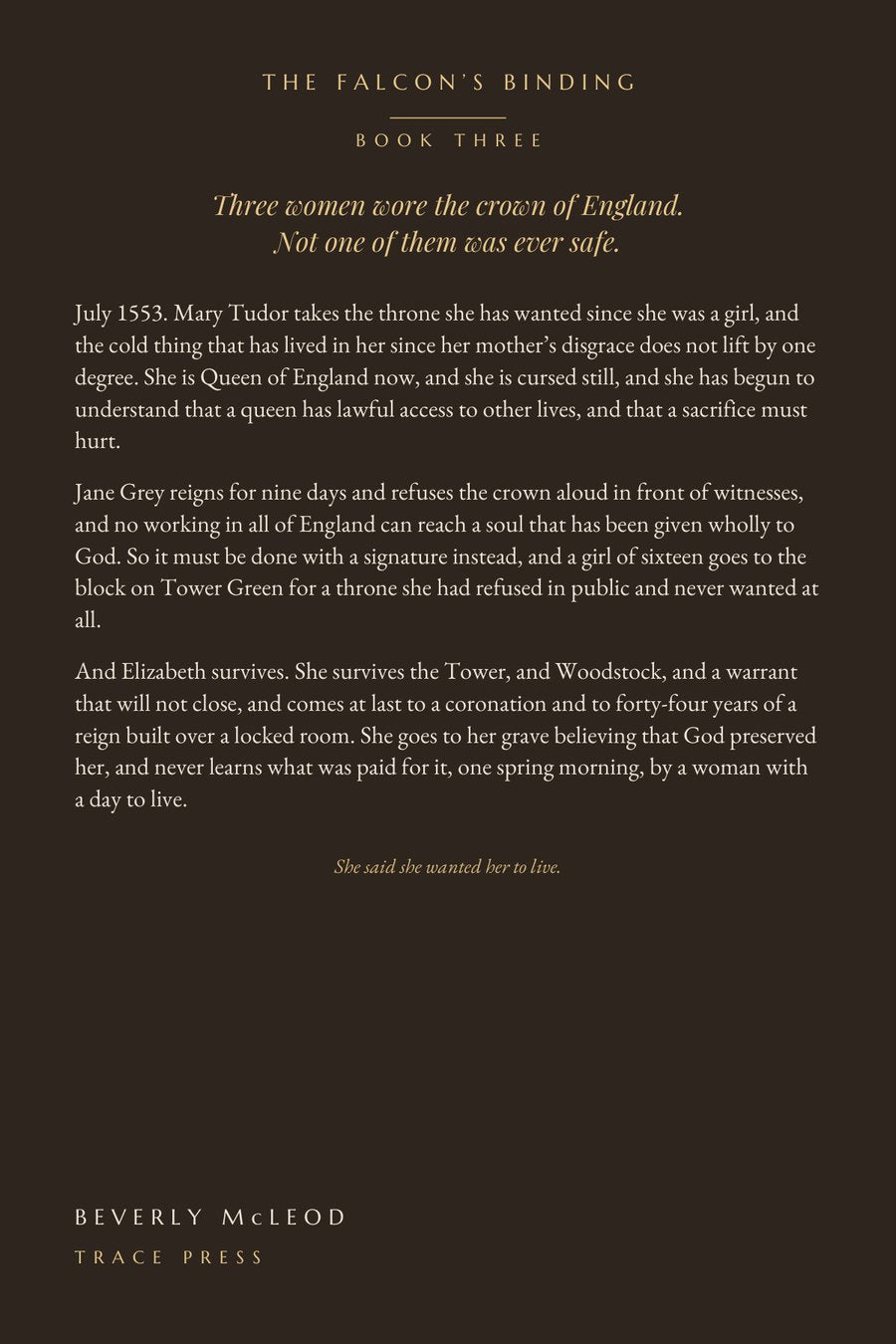 Three Queens, back cover