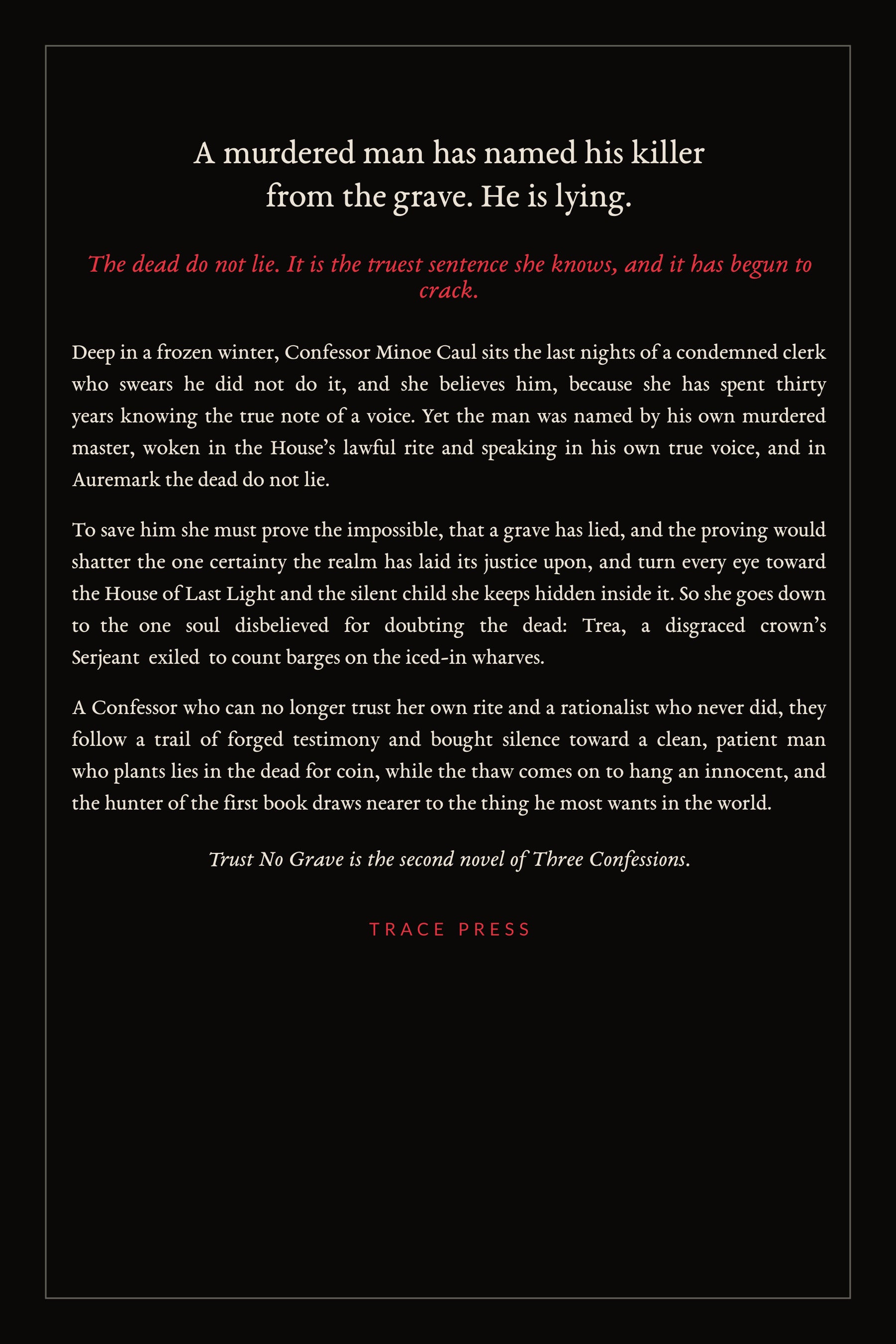 Trust No Grave, back cover